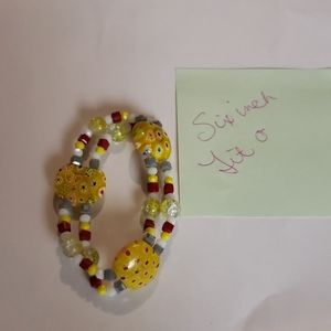 6 inch double bracelet large bead Mille Fiore